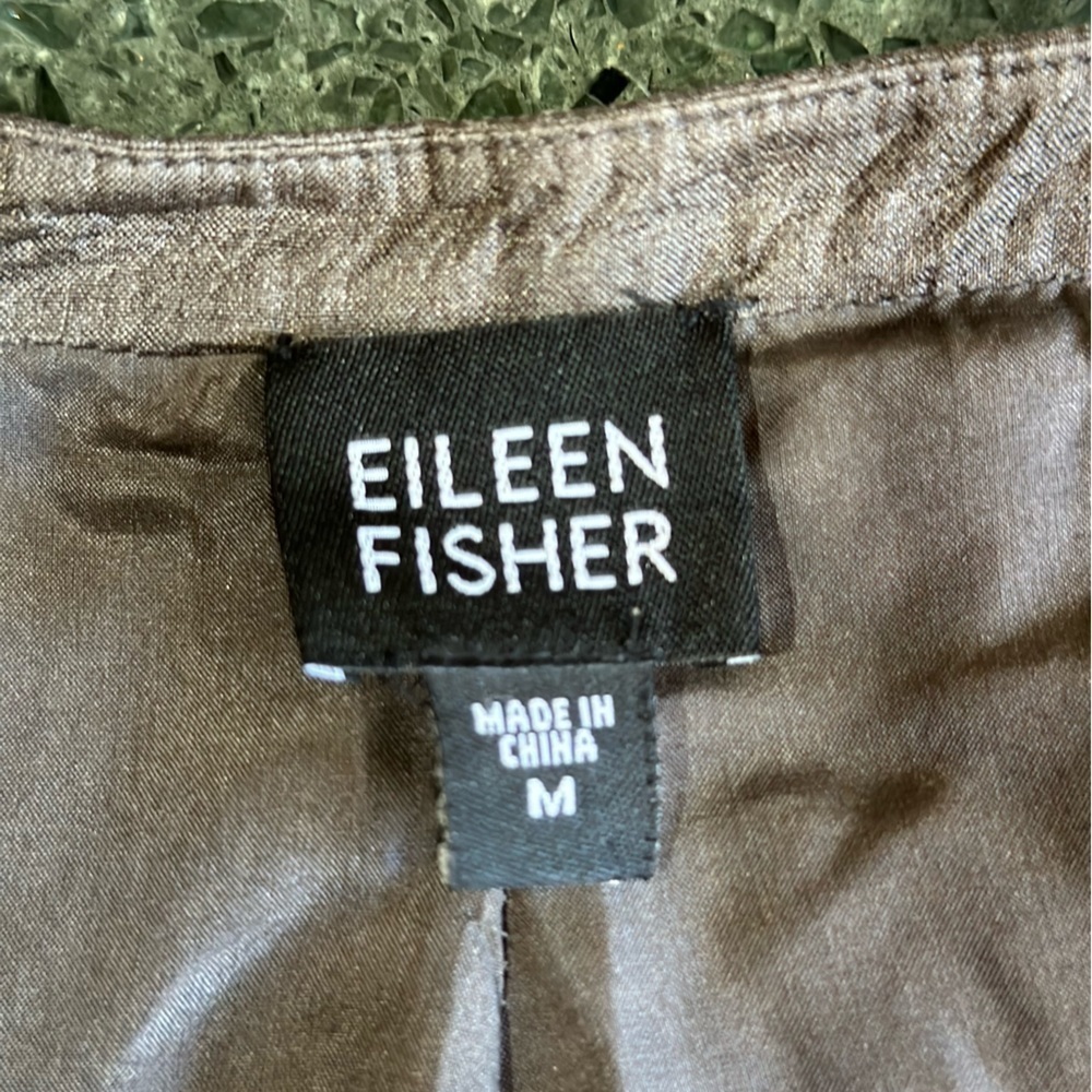 Eileen Fisher Tussah Bartack Silk Lightweight Jacket Cover-up Cropped Medium - Picture 3 of 5
